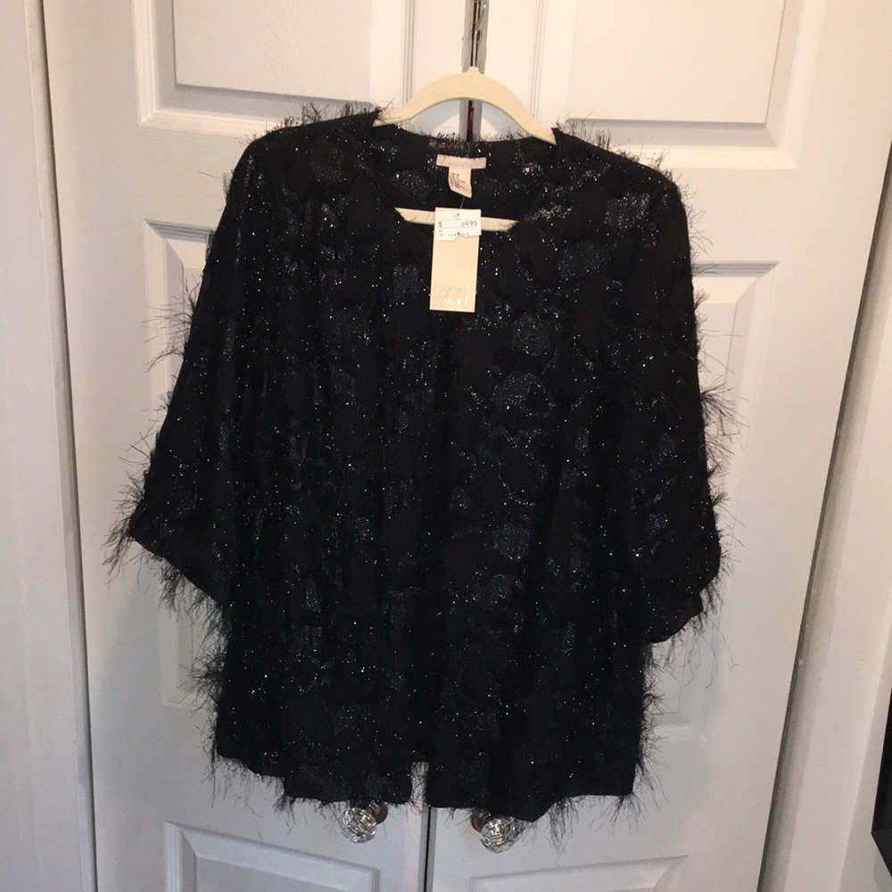H&M 3/4 Sleeve Lightweight Jacket black Evening wear Christmas, size 8